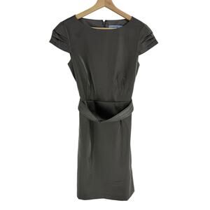Antonio Melani Women's Back Zip Cap Sleeve Sheath Dress Size 4 Grey Lined Belt